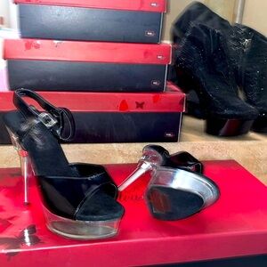 NWOB Pleaser Heels Pig Suede w/Blings Size 9